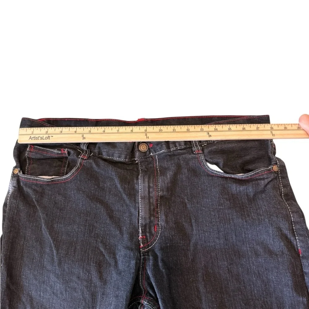 Qruel Jeans 38x32 Men’s Black Wash Straight Fit Denim Rap Rainbow Y2K VTG